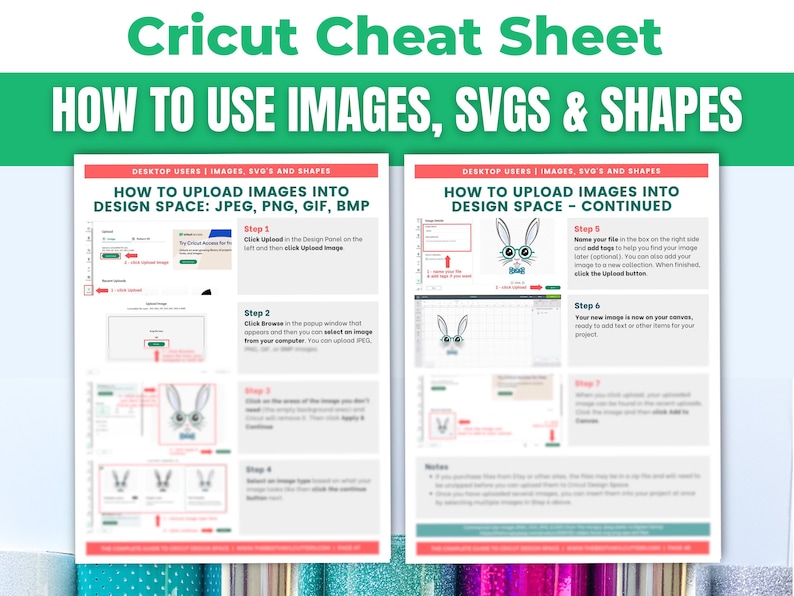 Cricut Design Space Beginners Cheat Sheet Bundle: How to Use Images, SVGS, Shapes on CDS - Tutorial for Maker, Explore or Joy Machines image 4
