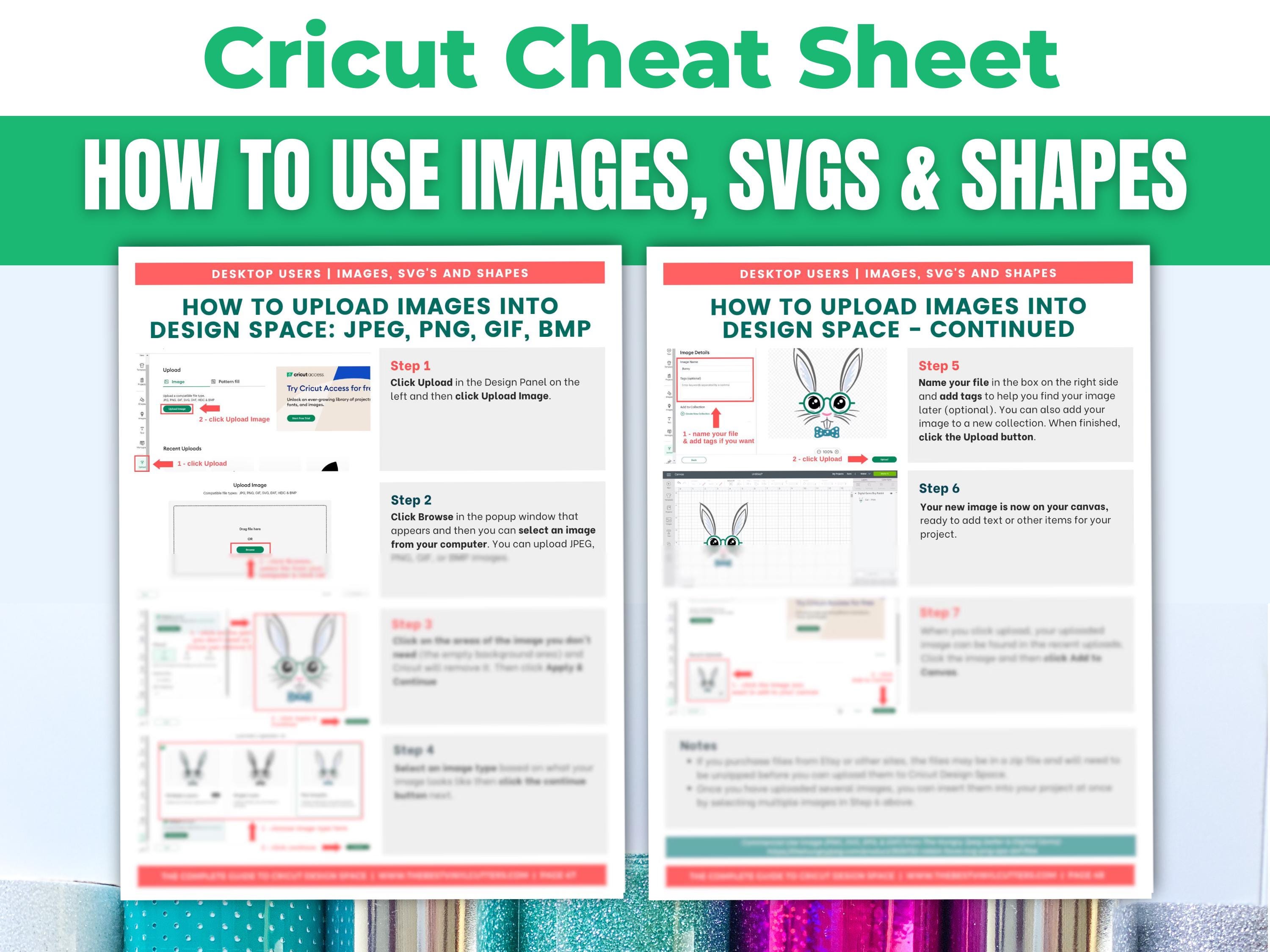 Cricut Design Space Beginners Cheat Sheet Bundle: How to Use Images ...
