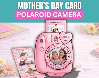 Polaroid Camera Mother's Day Card | Interactive Pull Tab Craft | Printable Mother's Day Gift | Kids Craft