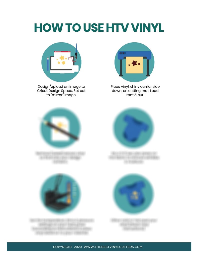 printable cheat sheets for heat transfer vinyl beginners etsy