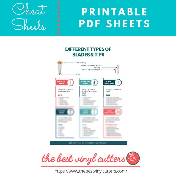 Printable Cheat Sheets for Cricut Blades and Tips Beginners Guide PDF  Instant Download 