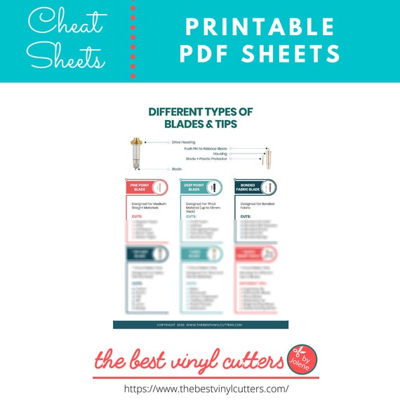 Printable Cheat Sheets for Cricut Blades and Tips Beginners Guide