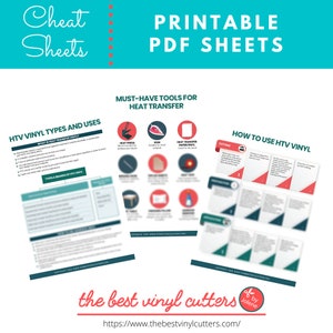 Printable Cheat Sheets for Heat Transfer Vinyl - Beginners Guide PDF Instant Download