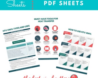 Printable Cheat Sheets for Heat Transfer Vinyl - Beginners Guide PDF Instant Download