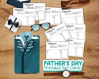 Father's Day Suit Card Craft | 8 Printable Shirt & Tie Cards | Cut Fold and Colour | Kids Father's Day Gift
