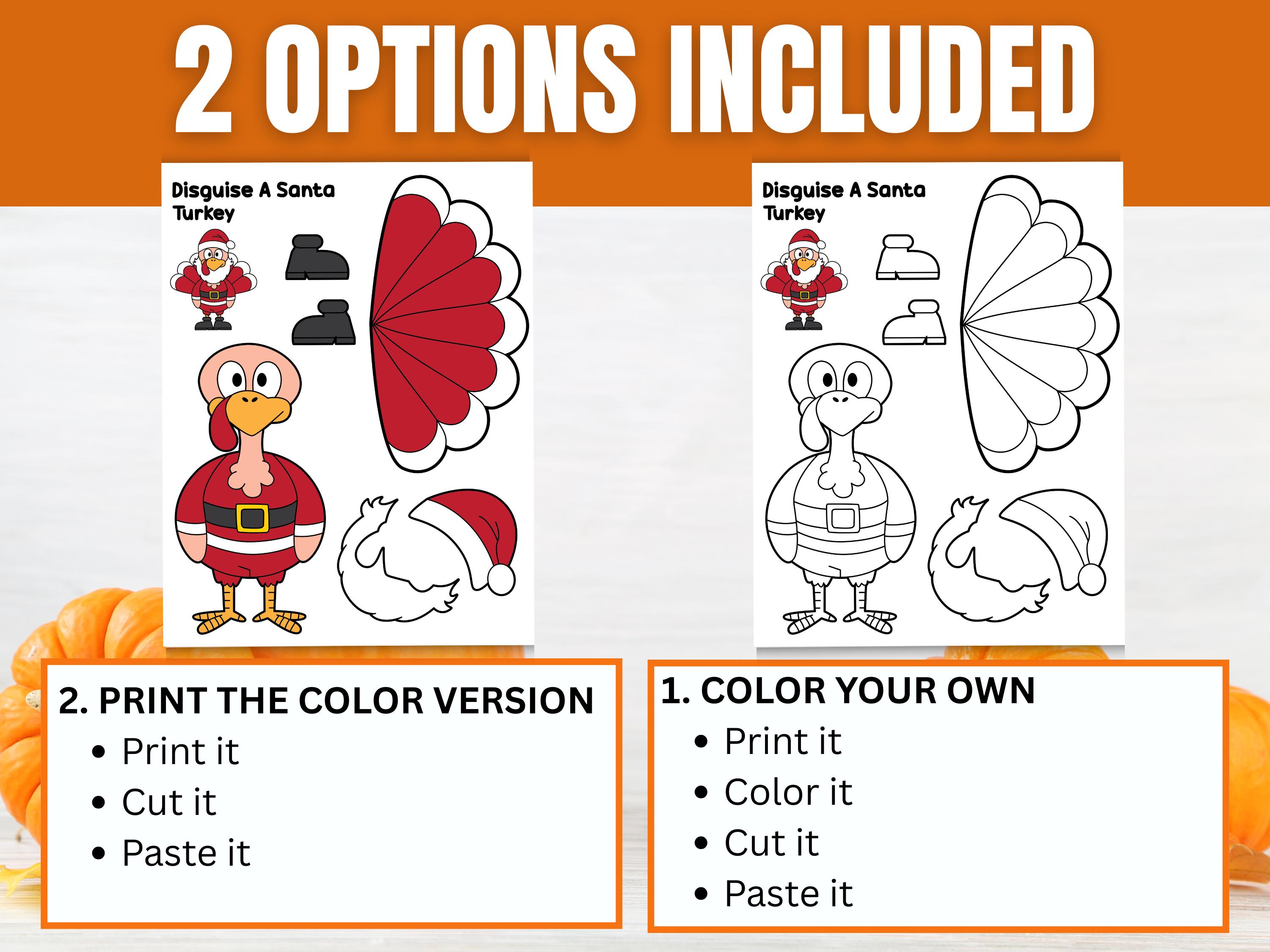 Disguise a Turkey as a Santa Kids Craft | Printable Paper Thanksgiving ...