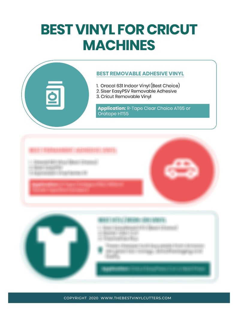 Printable Cheat Sheets for the Best Vinyl to Use With Cricut Machine