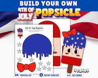 Build a 4th of July Ice Cream Popsicle Cut & Paste Craft | Patriotic Kids Craft | Independence Day Activity | Summer Party