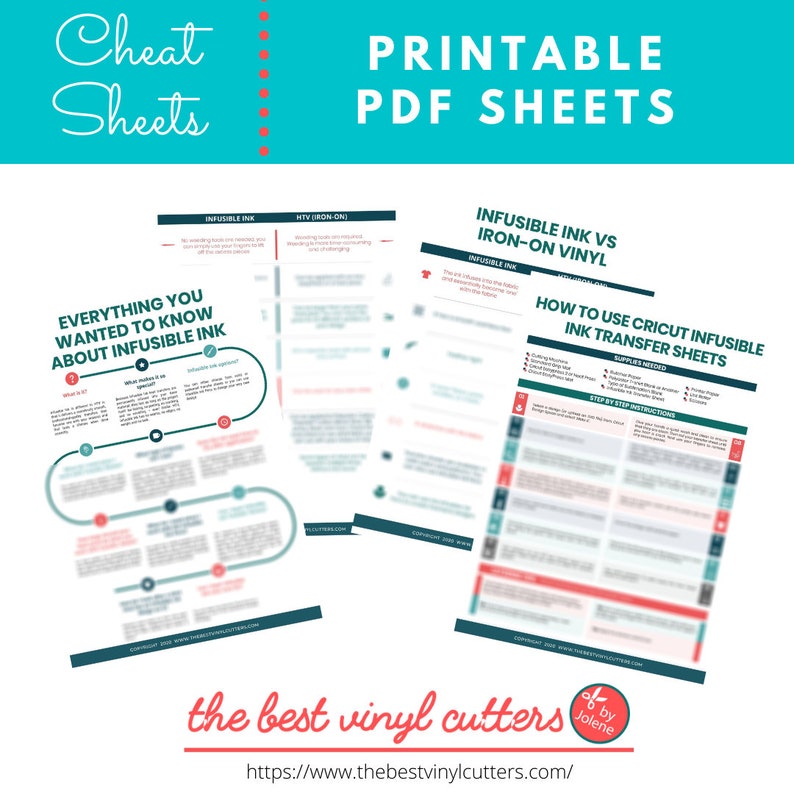 Printable Cheat Sheets for Cricut Infusible Ink Beginners Guide PDF Instant Download image 1