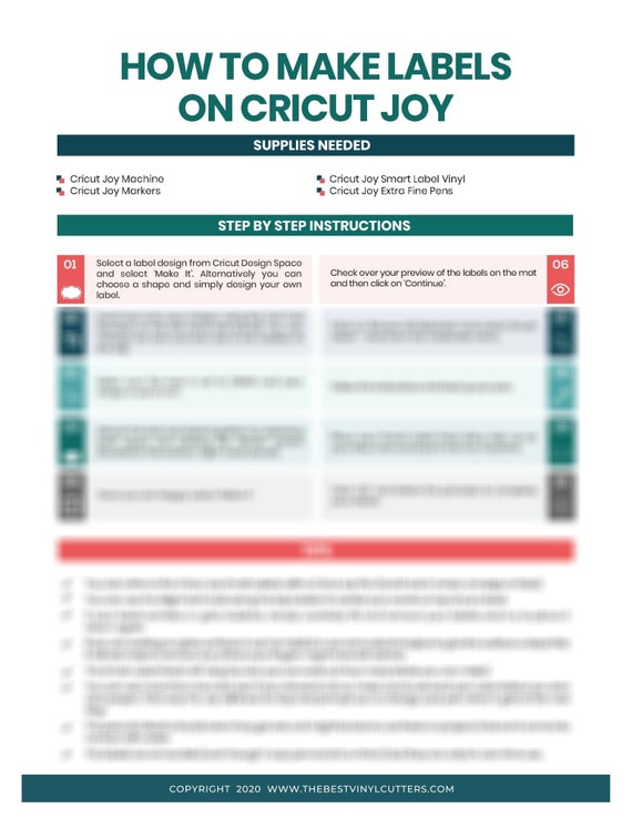 Printable Cheat Sheets for Cricut Joy Beginners Guide PDF Instant Download  