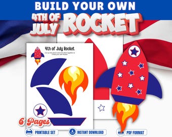 Build a 4th of July Rocket Cut & Paste Craft | Patriotic Kids Paper Craft | Printable Independence Day Activity