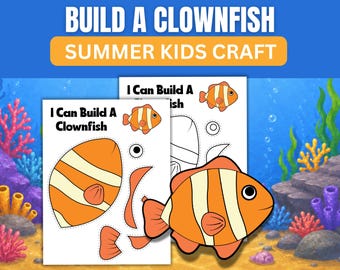 Build a Clownfish Cut & Paste Summer Kids Craft | Finding Nemo | Printable Ocean Animal Activity | | Preschool Kindergarten and Older