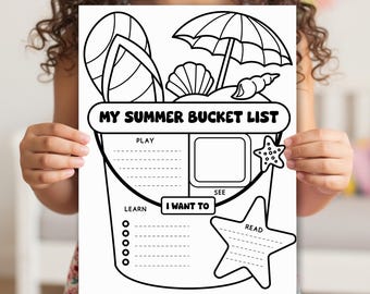 My Summer Bucket List Printable | Kids Summer Activity Sheet | Colour In Summer Planner | End of Year Classroom Activity