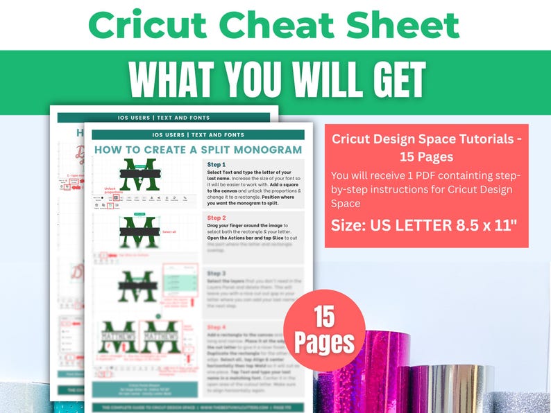Printable Cricut Design Space iOS Tutorial Cheat Sheets on Texts & Fonts | For Beginners, Tips and Tricks for Cricut Explore, Maker, Joy image 2