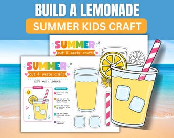 Build a Lemonade Cut and Paste Craft | Printable Summer Kids Craft | Lemonade Party Activity | Summer Vacation Classroom