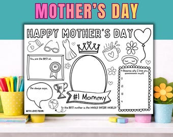 Printable Mother's Day Activity Placemat for Kids | Keepsake Gift