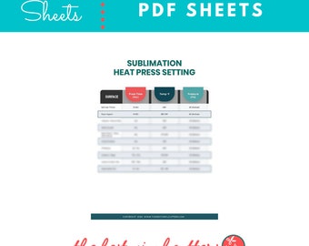 Heat Transfer Vinyl Heat Settings Digital File for Download 