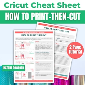 Cricut Design Space Beginners Cheat Sheet: How to Print Then Cut Printable DCS Tutorial for Maker, Explore Cutting Machines (Tips, Tricks)