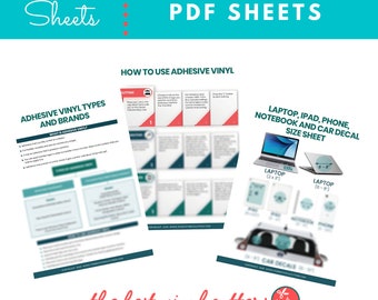 Printable Cheat Sheets for Adhesive Vinyl - Beginners Guide PDF Instant Download