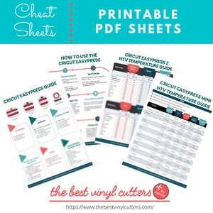 Printable Cheat Sheets for Cricut EasyPress - Beginners Guide PDF Instant Download