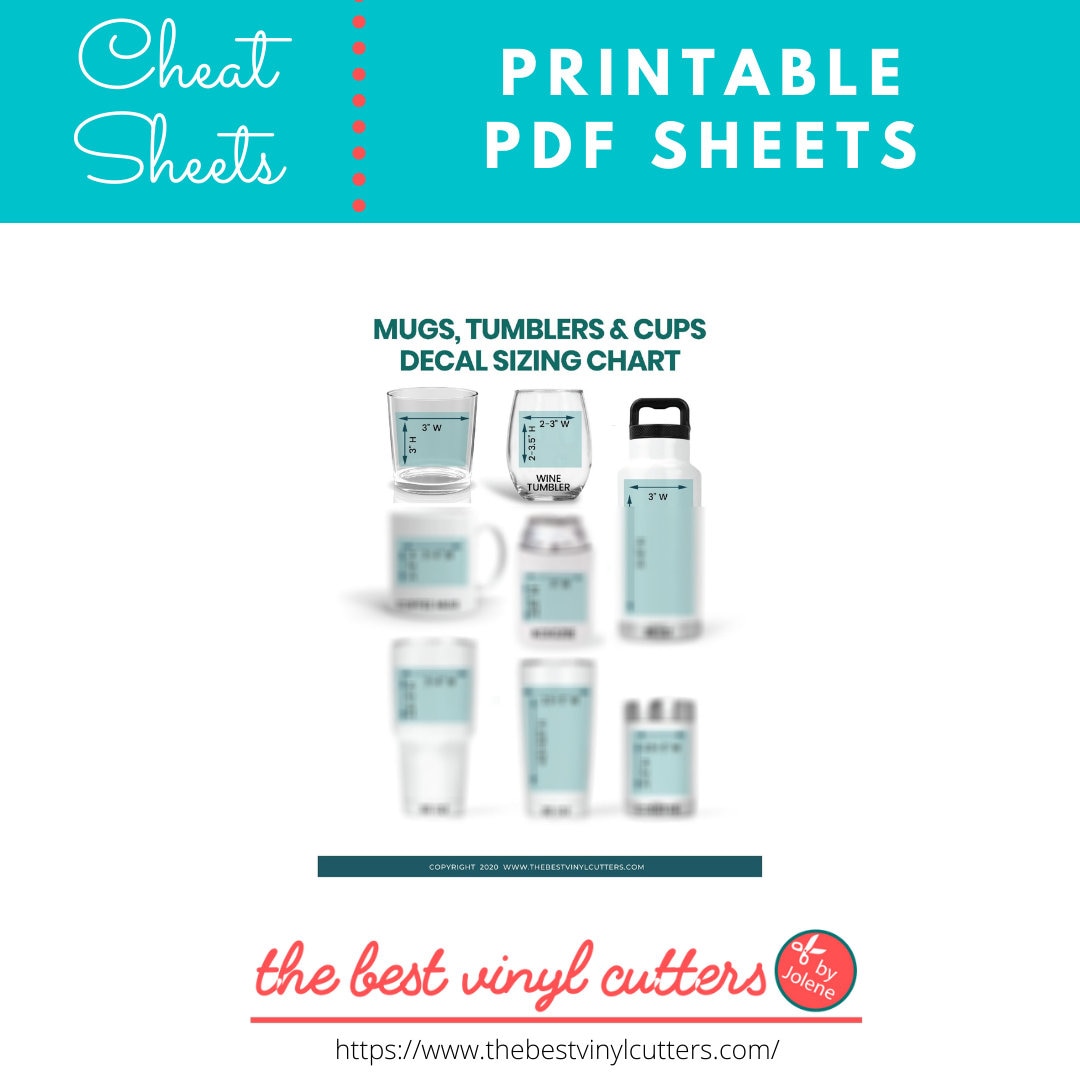 Printable Cheat Sheets for Decal Sizing Chart Beginners Guide PDF Instant Download Etsy