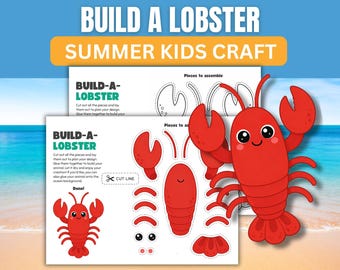 Build a Lobster Cut & Paste Craft | Printable Summer Kids Craft | Ocean Animal Theme Classroom | Beach Party Activity