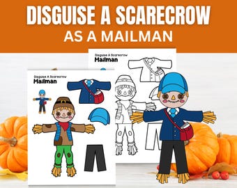 Disguise a Scarecrow as a Mailman Kids Craft | Printable Fall Farm Home & Classroom School Activity | Halloween Project for Preschool