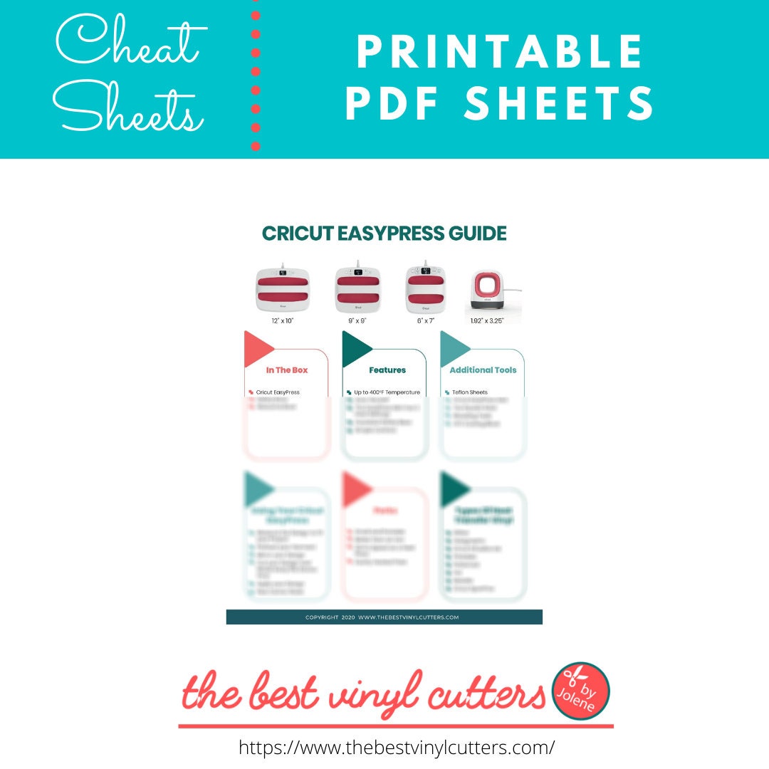 Printable Cheat Sheets for Cricut Easypress Guide - Beginners Guide PDF ...