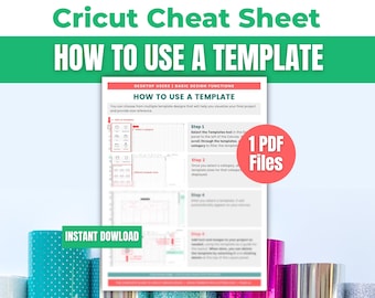 Cricut Design Space Beginners Cheat Sheet: How to Use a Template CDS Tutorial for Maker, Explore or Joy Cutting Machines
