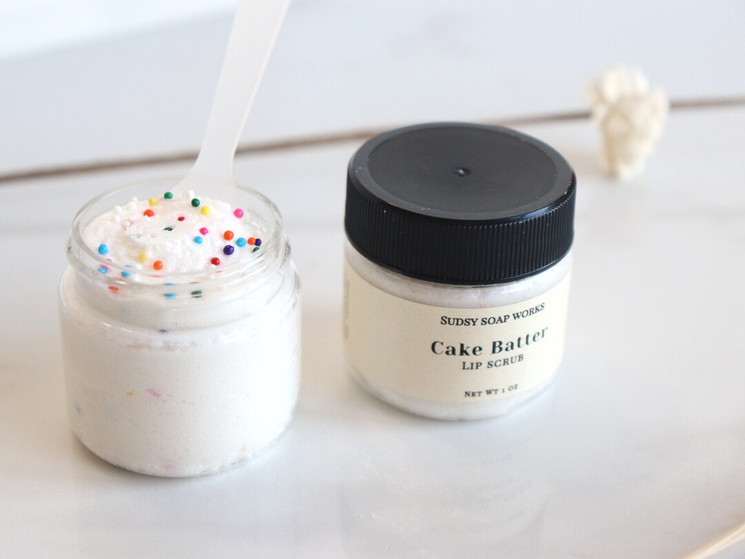 Cake Batter Flavored Lip Scrub, Whipped Lip Scrub, Exfoliating Lip