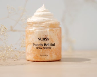 Peach Bellini Whipped Body Butter, Non Greasy Body Butter, Whipped Body Butter, Scented Body Butter, Body Frosting, Natural Body Butter