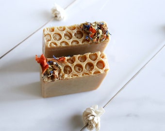 Honey Blossom + Patchouli Cold Process Soap, Natural Soap, Honey and Turmeric Soap, Soap with Honey, Natural Handmade Soap, Luxury Soap Bar