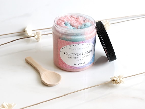 Cotton Candy Soap Scrub, Whipped Sugar Scrub, Body Scrub, Self Care, Foaming Sugar Scrub, Bath Products, Exfoliating Scrub, Gift for Her