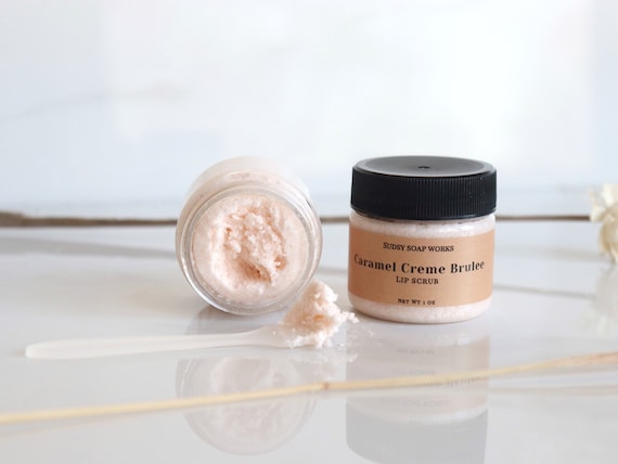 Caramel Creme Brulee Flavored Lip Scrub, Whipped Lip Scrub, Exfoliating Lip Butter, Bridesmaid Gift, Self Care,  Creme Brulee Lip Balm