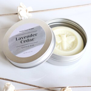 Lavender Cedar Solid Lotion Bar, Beeswax lotion, Shea Butter lotion, Cocoa Butter lotion, Massage Bar, Natural Massage Bar, Natural Lotion