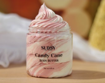 Candy Cane Body Butter, Non Greasy Body Butter, Whipped Body Butter, Scented Body Butter, Body Frosting, Christmas Body Butter