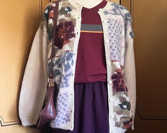 Vintage wollen vest, cottage core-stijl, maat S