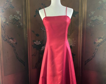 Vintage red dress by Gunne Sax Jessica McClintock with spaghetti straps and bows, size 8