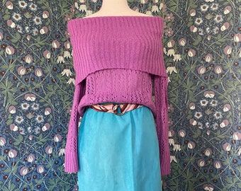 Vintage blue skirt in imitation suede, size M