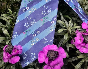 ポールスミスの青いストライプと花柄のシルクネクタイ - Etsy 日本