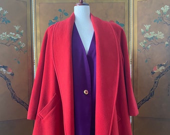 Vintage merino wool coat in bright red by Evan Picone, size 8