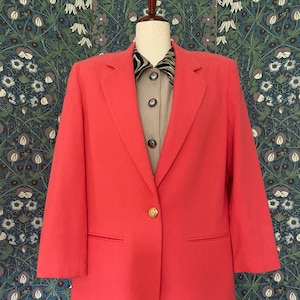 Vintage wool blazer in coral pink, size L/XL