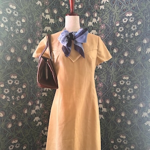 Beige linen shift dress, size M