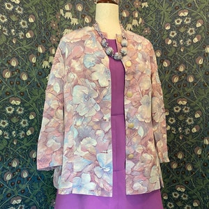 Jacket with romantic pastel flowers, size M/L