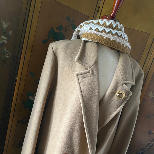 Vintage pure wool long camel coat by Donny Brook, size 14