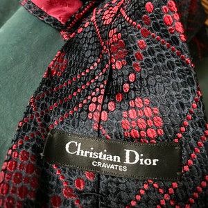 Vintage Christian Dior silk necktie in navy and red