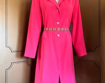Vintage long jacket in coral pink, size 14