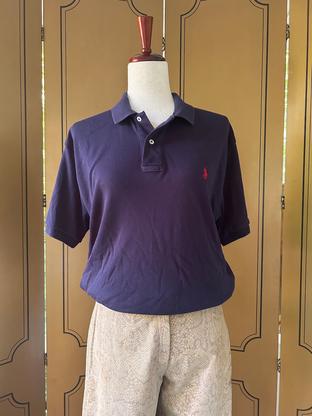 Vintage Polo Ralph Lauren Cotton Polo Shirt in Navy Blue, Size M - Etsy