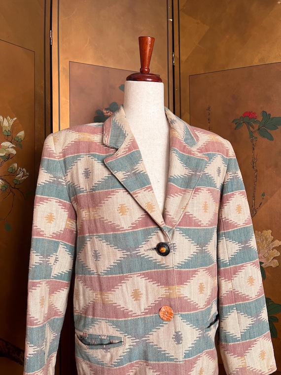 Vintage cotton jacket with native pattern, size S - image 4