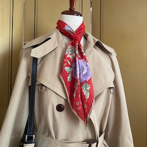 Vintage silk scarf with flowers